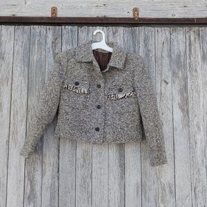 VTG Alexon Wool Jacket Blazer Tweed 1980's Made In England  Womens Sz Small Gray